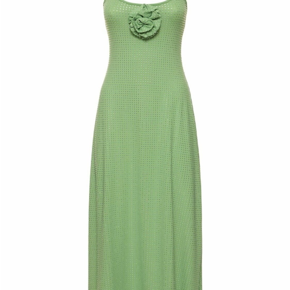 WeWoreWhat Light Green Maxi with Adjustable Straps & Rosette